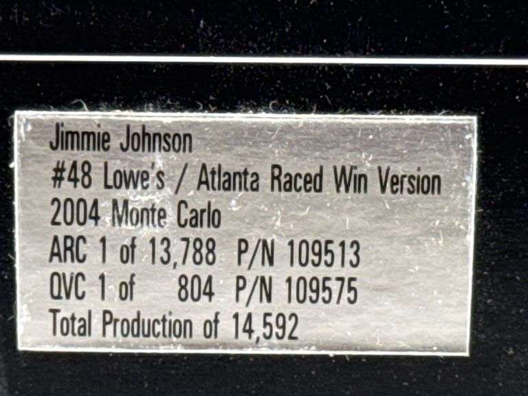 Jimmie Johnson #48 Lowe’s/Atlanta Raced Win Version 2004 Monte Carlo Stock Car, 1/24, Limited Edition, Wristband Included-Life Is A Team Sport, Action