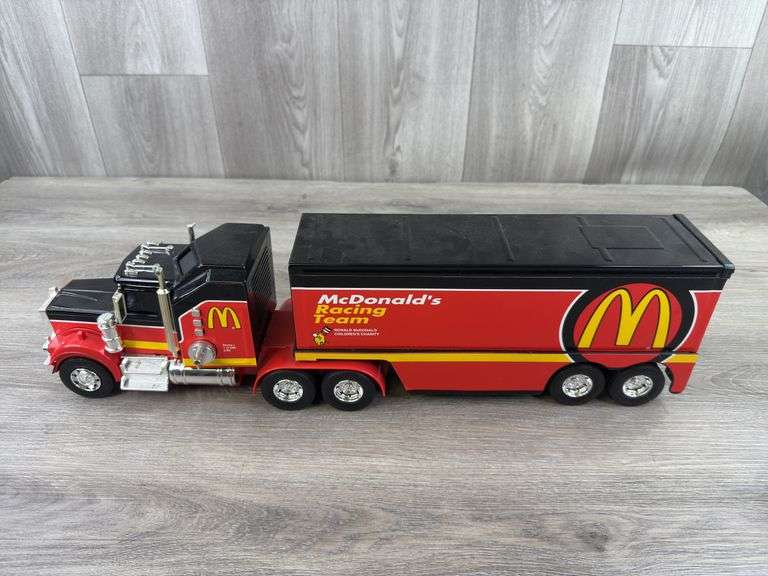 McDonald’s Racing Team Kenworth Tractor Trailer, 22 1/2” Long, Series I, 1 Of 288, Buddy L, Needs Batteries-Clean Compartment