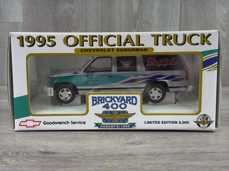 Dale Earnhardt Sr. #3 Goodwrench 1995 Official Brickyard 400 Chevrolet Suburban Truck Bank, 1/25, Limited Edition 5000, Certificate Of Authenticity, Brookfield Collectors Guild