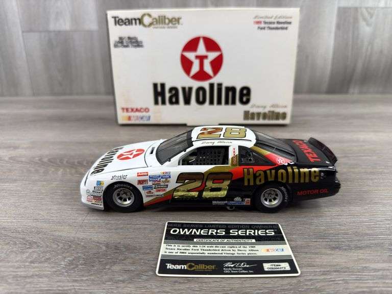 Davey Allison #28 Havoline 1989 Ford Thunderbird Stock Car, 1/24, Limited Edition, #3279/5004, Vintage Series, Certificate Of Authenticity, Team Caliber