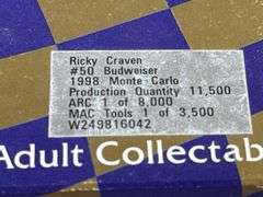 Ricky Craven #50 Budweiser 1998 Monte Carlo Stock Car, 1/24, Limited Edition, Racing Collectables Action Platinum Series
