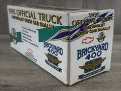 1995 Chevrolet Crew Cab Dually Brickyard 400 Official Truck Bank, 1/24, Dale Earnhardt Winner, Limited Edition Of 5000, Certificate Of Authenticity, Brookfield Collectors Guild