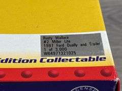 Rusty Wallace #2 Miller Lite Ford Dually W/Show Trailer, 1/64, Limited Edition, 1 Of 3,000, Action