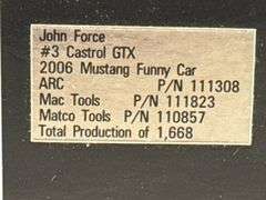 John Force #3 Castrol GTX 2006 Mustang Funny Car, 1/24, Limited Edition, 1 Of 1668, Action