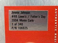 Jimmie Johnson #48 Lowe’s/Father’s Day 2004 Monte Carlo Stock Car Bank, 1/24, Limited Edition, 1 Of 348, Action Racing Collectables Platinum Series