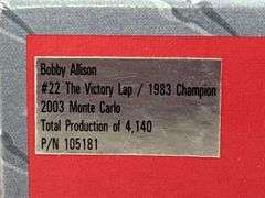 Bobby Allison #22 The Victory Lap/1983 Champion 2003 Monte Carlo Stock Car, 1/24, Limited Edition, 1 Of 4140, Action