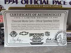 1994 Chevrolet Monte Carlo Brickyard 400 Official Pace Car, 1/24, 2nd In A Series, Certificate Of Authenticity, Official Speedway Edition, Tony George, Brookfield Collectors Guild