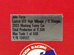John Force Castrol GTX/3 Stooges 75th Anniversary 2003 Mustang Funny Car, 1/24, Limited Edition, Action