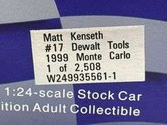 Matt Kenseth #17 Dewalt Tools 1999 Monte Carlo Stock Car Bank, 1/24, Limited Edition, 1 Of 2508, Action