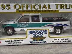 1995 Chevrolet Crew Cab Dually Brickyard 400 Official Truck Bank, 1/24, Dale Earnhardt Winner, Limited Edition Of 5000, Certificate Of Authenticity, Brookfield Collectors Guild