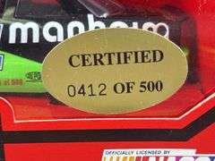 Robert Pressley #54 Manheim Auctions Lumina Stock Car, 1/24, 1994 Edition, Certified #412/500, My Winston Cup Debut Car Daytona 1994, Racing Champions