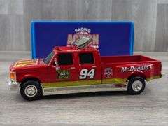 Bill Elliott #94 McDonald’s Ford Dually Truck Bank, 1/24, 1996 Limited Edition, 1 Of 4500, Racing Collectables Action Platinum Series