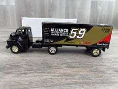 Dennis Setzer #59 Alliance Racing Team 1960 Chevy Tractor Trailer Bank, 8 1/2” Long, Certified #788/1000, Ertl