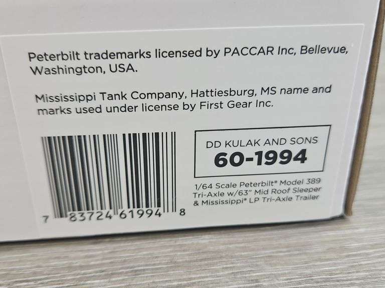 Kulak & Sons Trucking, Peterbilt 389 Tri-Axle Sleeper & Mississippi LP Tri-axle Trailer, DCP, 1/64