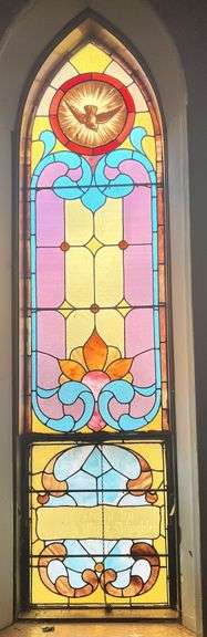 20.5"  W X 87.5" H Stained Glass Window