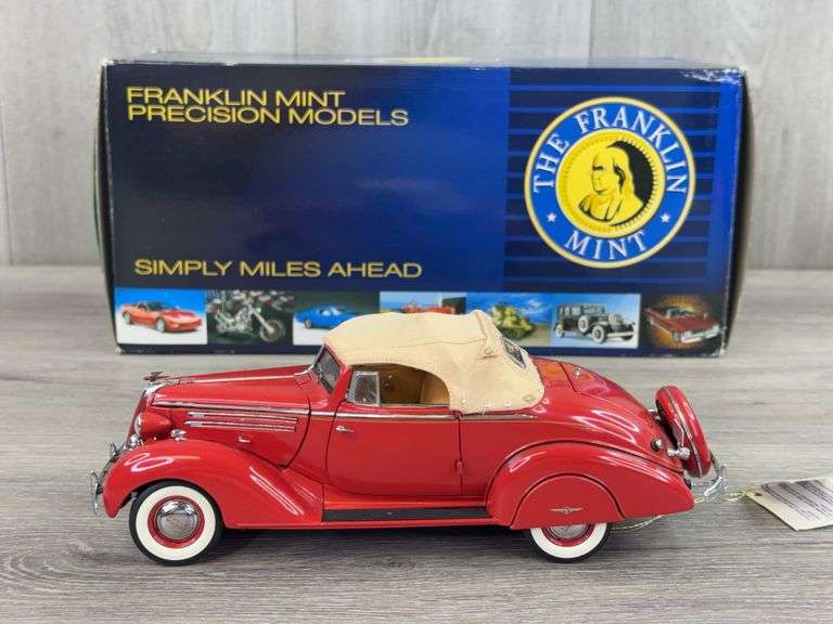 1936 Hudson Eight Red Convertible, 1/24, Franklin Mint Precision Models, Collector Portfolio