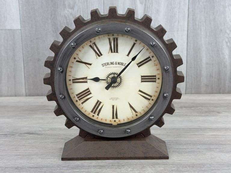 Sterling & Noble Gear Clock, Plastic, 8”Wx8 1/2”H