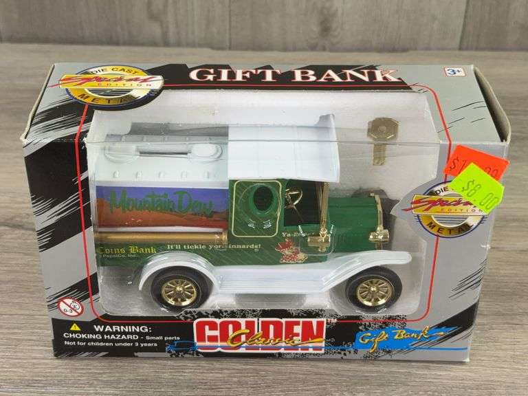 Mountain Dew Delivery Car Coin Bank, 1/25, Golden Classic, Special Edition, Golden Wheel Die Cast