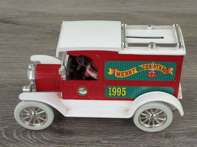 1913 Ford Model T 1995 Christmas Delivery Van Bank, 1/25, Ertl, Missing Steering Column, Key & Cover