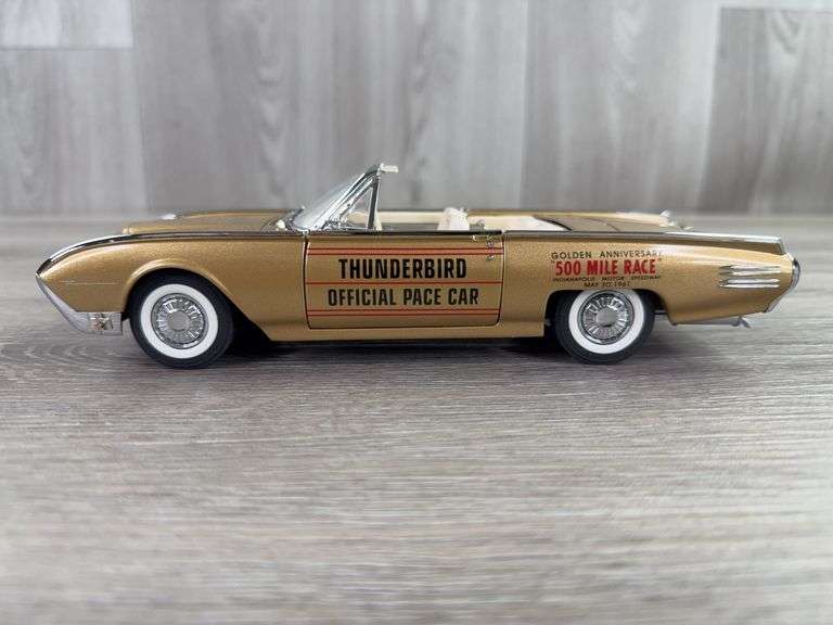 1961 Ford ‘Golden Thunderbird’ Convertible Indy 500 Pace Car, Gold, 1/24, Danbury Mint, Certificate Of Title