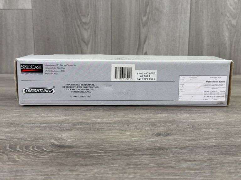 Freightliner C120 Werner Enterprises Semi Truck and Trailer Metal Collector Bank, 1/64, SpecCast,  Limited Edition