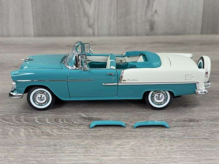 1955 Chevrolet Bel Air Convertible, Turquoise/White, 1/24, Danbury Mint, Limited Edition, #141/1000, No Paperwork
