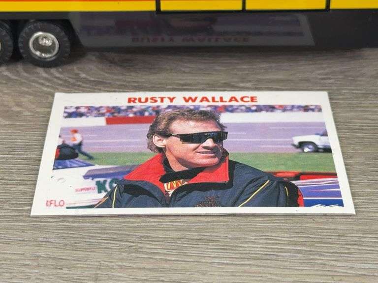 Rusty Wallace #2 Pontiac Excitement Penske Racing Team Transporter W/Stock Car & Collector Card, 1/64, Road Champs, Plastic Not Attached