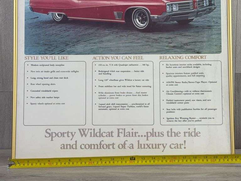1968 Buick Wildcat Framed Picture, 28”Hx22”W