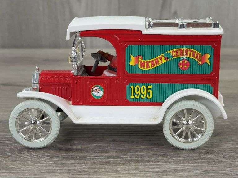 1913 Ford Model T 1995 Christmas Delivery Van Bank, 1/25, Ertl, Missing Steering Column, Key & Cover
