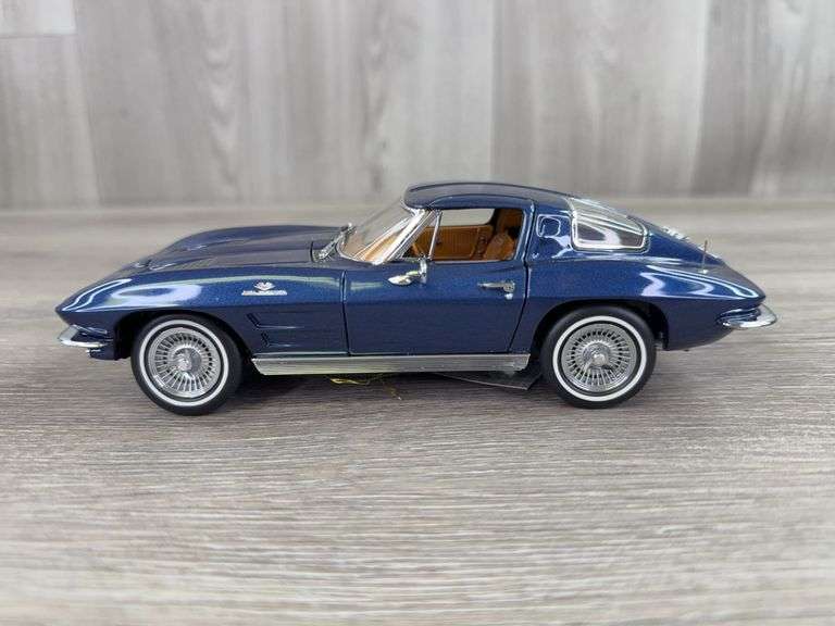 1963 Corvette Sting Ray Z06, Blue, 1/24, Franklin Mint Precision Models, Certificate, Limited Edition, #1466/3000, Outer Shipping Box