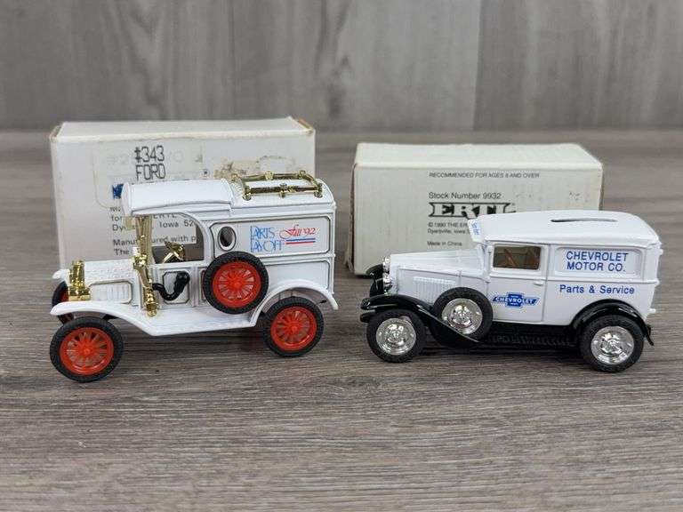 1918 Ford Model T 1992 Parts Payoff Delivery Van, 4", Ertl; 1930 Chevrolet Motor Co. 1/2 Ton Delivery 4", Ertl