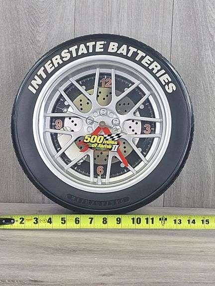 Interstate Batteries Tire Clock, 14”W, Plastic & Metal