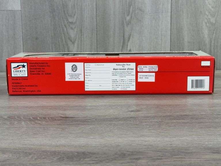 Peterbuilt 379 Red Dog Conventional Semi Tractor Trailer Lockable Coin Bank, 1/64, Liberty Classics By Spec Cast