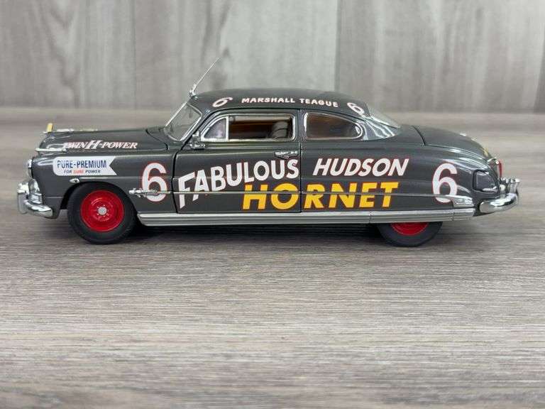 1951 Hudson Hornet Stock Car #6, Marshall Teague, 1/24, Franklin Mint Precision Models, Certificate Of Authenticity, Collector Portfolio