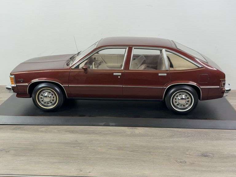 1982 Chevy Citation Factory Model, Made Of Fiberglass, Leather & Stainless Steel Chrome, 29” Long, Custom Case & Plexiglass Cover, 1 Of 10 Made