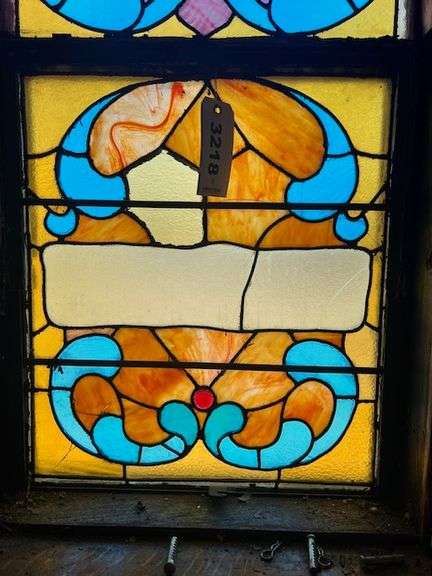 20.5"  W X 87.5" H Stained Glass Window