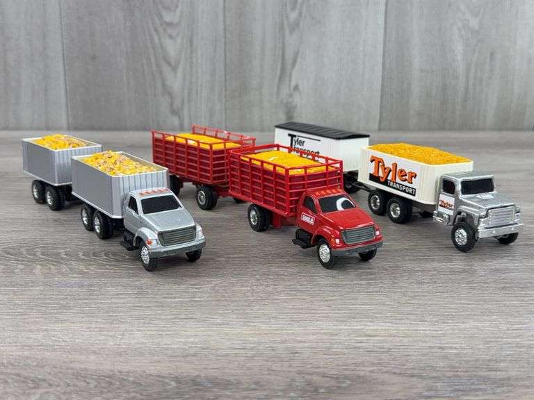 3 Grain Trucks & Pups, 1:64, Ertl, Case IH & Tyler Transport-Has Been Repaired