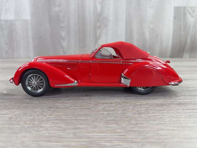 1937 Alfa Romeo 2900B, Red, 1/24, Franklin Mint Precision Models, Certificate Of Authenticity, Collector Portfolio, Outer Shipping Box