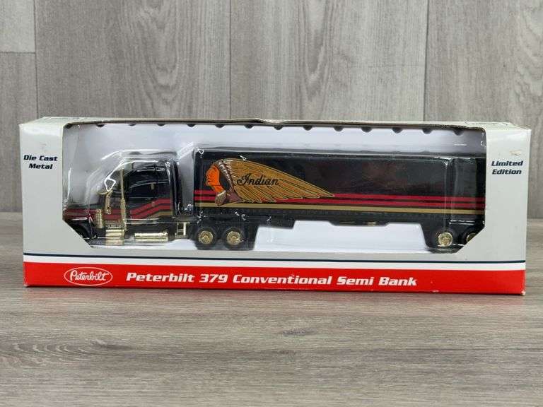 Peterbilt 379 Conventional Semi Indian Motorcycle Bank, 1/64, Limited Edition, Liberty Classics By SpecCast