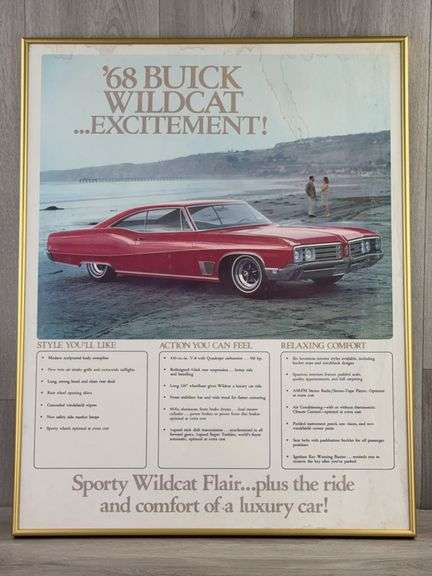 1968 Buick Wildcat Framed Picture, 28”Hx22”W