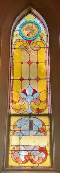 20.5"  W X 87.5" H Stained Glass Window