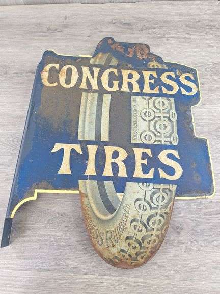 Metal Congress Tires Sign, 16" × 21" × 2"