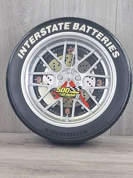 Interstate Batteries Tire Clock, 14”W, Plastic & Metal