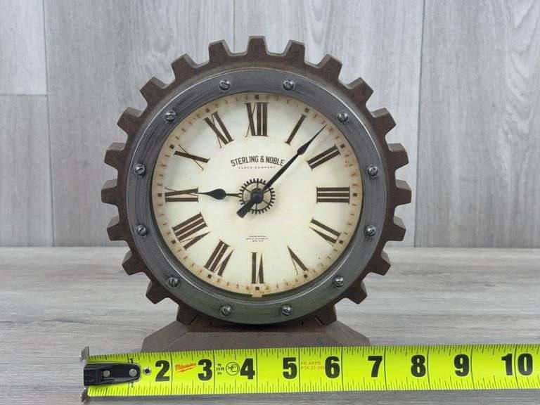 Sterling & Noble Gear Clock, Plastic, 8”Wx8 1/2”H