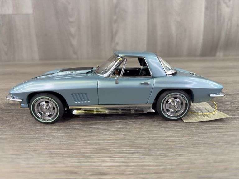 1967 Corvette Sting Ray L89, Blue, 1/24, Franklin Mint Precision Models, Limited Edition, Certificate Of Authenticity, #1528/3000