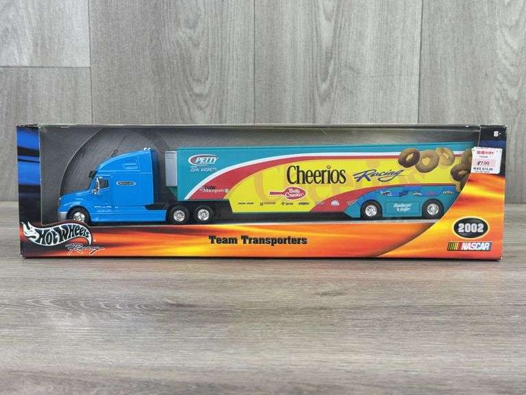 2002 Freightliner Petty Enterprises John Andretti #43 Cheerios Racing Team Transporters, 1/64, Hot Wheels Racing