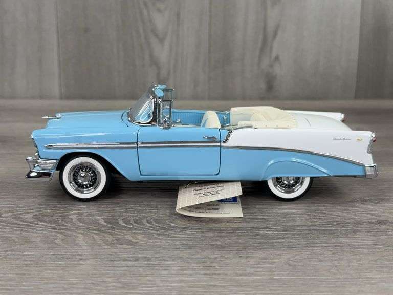 1956 Chevrolet Bel Air Convertible, Baby Blue/ White, 1/24, Limited Edition, Vicki's Gifts Exclusive 1956 Chevrolet 3 Car Set, Dealer Exclusive, Limited Edition, #534/750, Franklin  Mint Precision Mod