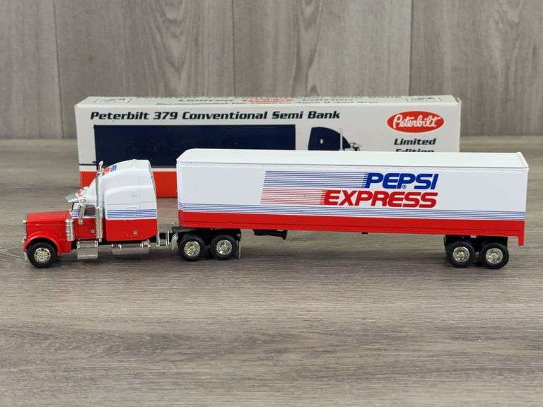 Peterbuilt 379 Conventional Pepsi Express Semi Bank, 1/64, Liberty Classics By SpecCast, Lockable Coin Bank, Limited Edition