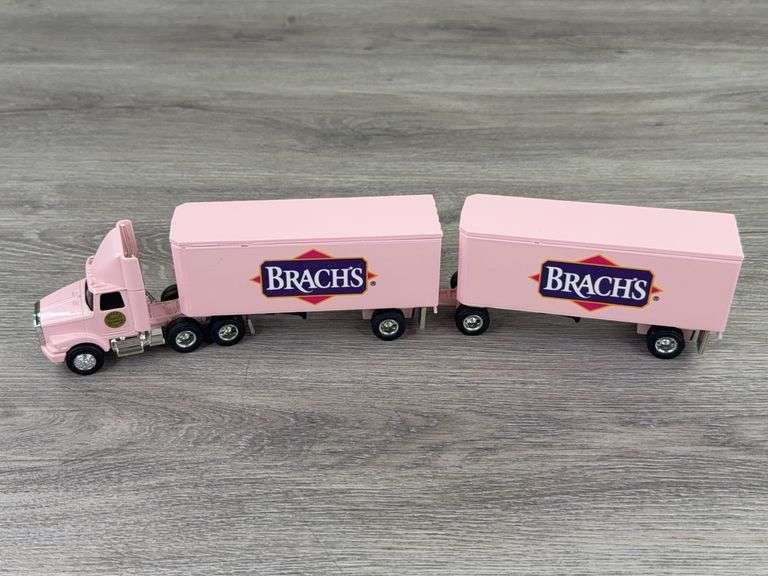 WhiteGMC Aero Conventional Brachs Tractor Trailer W/Pup Trailers, 1/64, Ertl