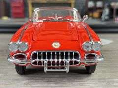 1958 Chevrolet Corvette In ‘The Garage’ Set, Red, 1/24, Certificate of Authenticity, Franklin Mint Precision Models